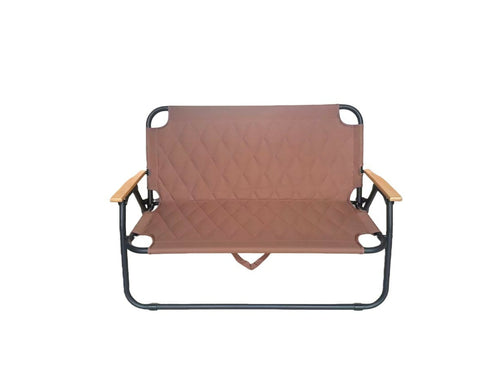 Outdoor Camping Double Folding Chair Picnic Portable Beach Chair - Brown